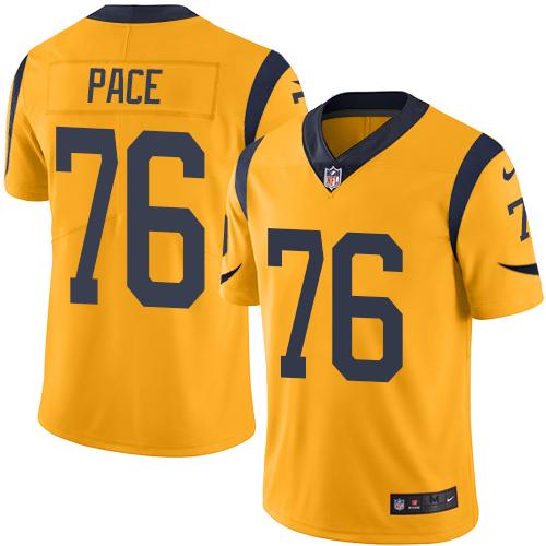 Nike Rams #76 Orlando Pace Gold Men's Stitched NFL Limited Rush Jersey - Click Image to Close